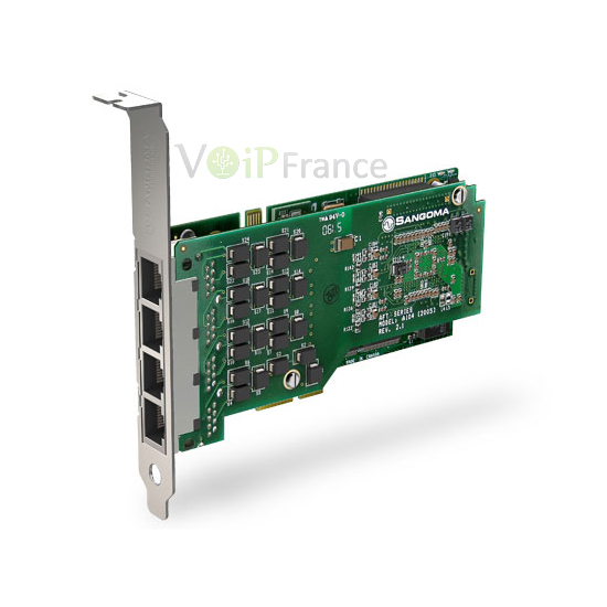 carte A104 4 ports T2/E1, bus PCI 3,3V/5V. A104