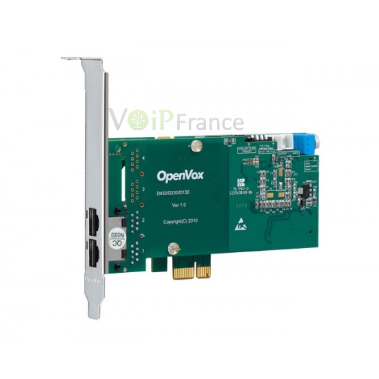 Carte T1/E1/J1 PRI 2 Port PCI-E (Version avancée, Bas Profil) D230
