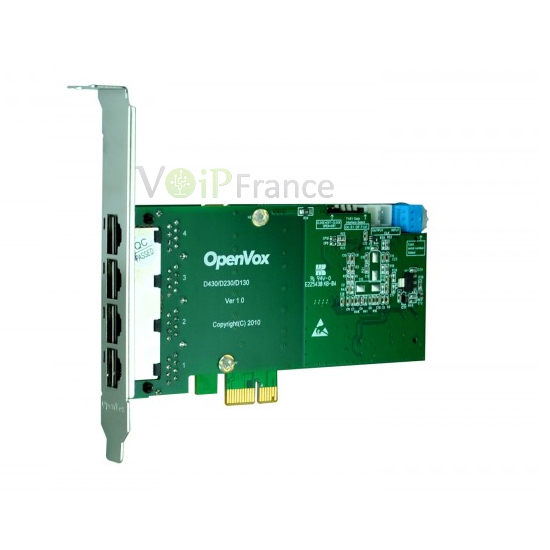 Carte T1/E1/J1 PRI 4 Port PCI-E (Version avancée, Bas Profil) D430