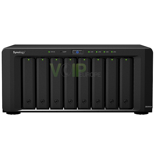 Serveur NAS  8 Baies Dual Core 2.13 Ghz  2 Go Ram  4 LAN Gigabit   2 USB 3.0  2 eSATA DS1813+