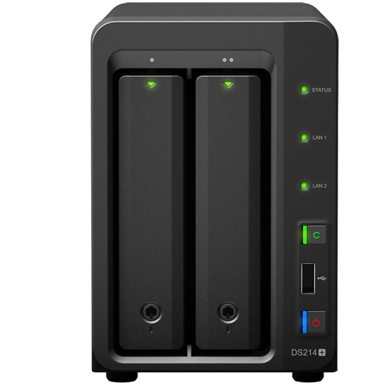 Serveur NAS en Rack Dual Core 1.33 Ghz 1 Go Ram 2 LAN Gigabit 2 USB 3.0 12 To Max eSATA DS214+