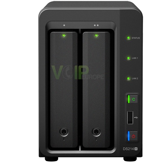 Serveur NAS en Rack Dual Core 1.33 Ghz 1 Go Ram 2 LAN Gigabit 2 USB 3.0 12 To Max eSATA DS214+