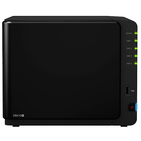 Serveur NAS Multimédia 4 Baies Quadruple Core 2.4 Ghz 2 Go Ram 2 LAN Gigabit 2 USB 3.0 eSATA DS415+