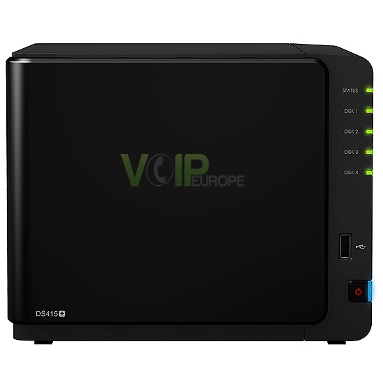 Serveur NAS Multimédia 4 Baies Quadruple Core 2.4 Ghz 2 Go Ram 2 LAN Gigabit 2 USB 3.0 eSATA DS415+