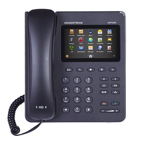 Téléphone  VoIP Noir 6 comptes SIP, utilise le système Android GXP2200