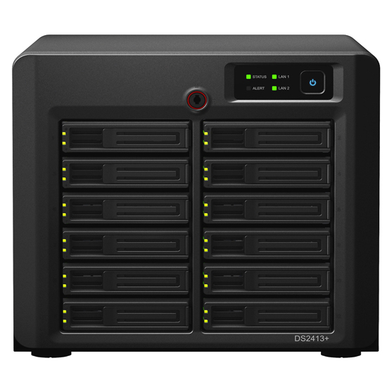 Serveur NAS 12 Baies Hautes Performances Dual Core 2.13 Ghz 2 Go Ram 2 LAN Gigabit 2 USB 3.0 DS2413+