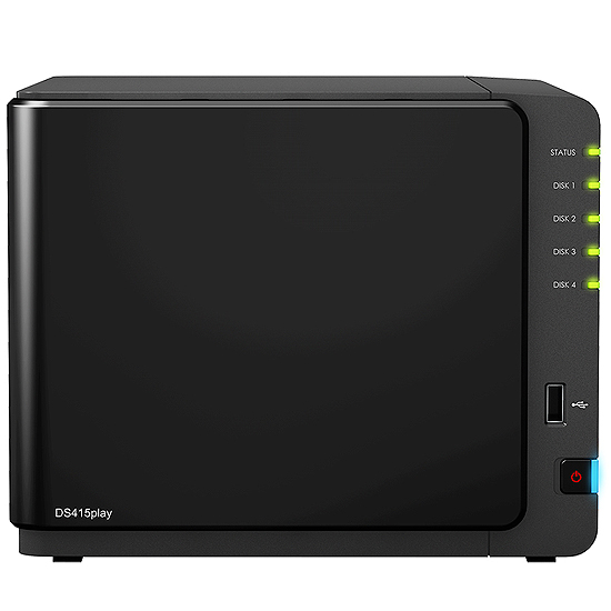 Serveur NAS Multimédia 4 Baies Dual Core 1.6 Ghz 1 Go Ram  2 USB 3.0 24 To max Transcodage vidéo Full HD DS415play